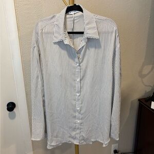 HYFVE Women’s Black and White Striped Button Down Shirt